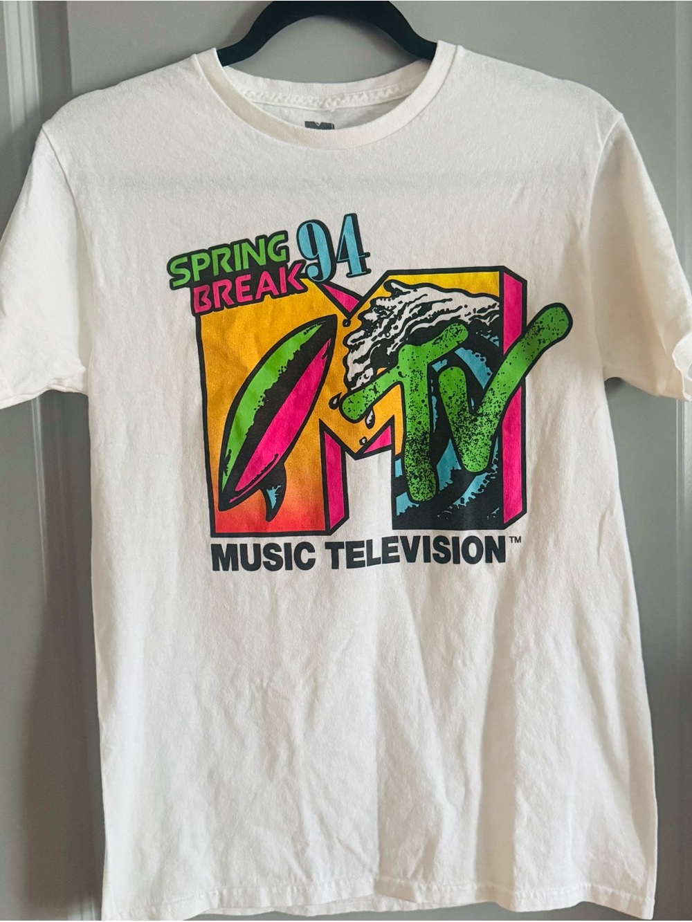 MTV Neon Surf '94 Graphic Print in Green, Pink, Yellow, Blue